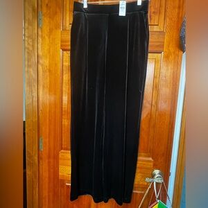 LOFT Black Velvet Wide Leg Velvet Pants